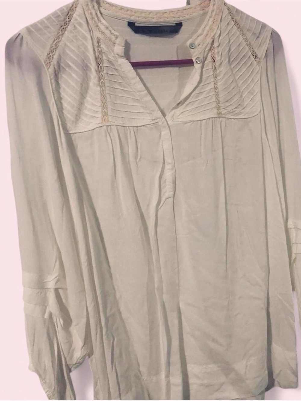 Zara Basic Cream Blouse with Delicate Details